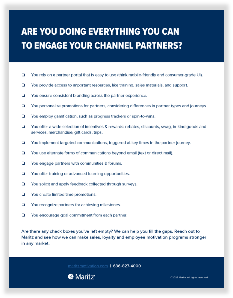 Are you doing everything you can to engage your channel partners? checklist.