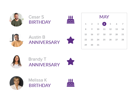 a social media post that shows all of the birthday's on a certain day
